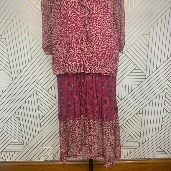 Ba&sh Lady Blouse‎ Two-Piece Skirt Set Jupe Gapi Rose Size US 0 / XS - Picture 4 of 12